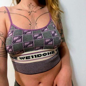 WE11-DONE purple knit logo crop tank